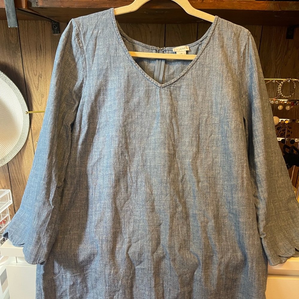 J Crew Scalloped Chambray Dress